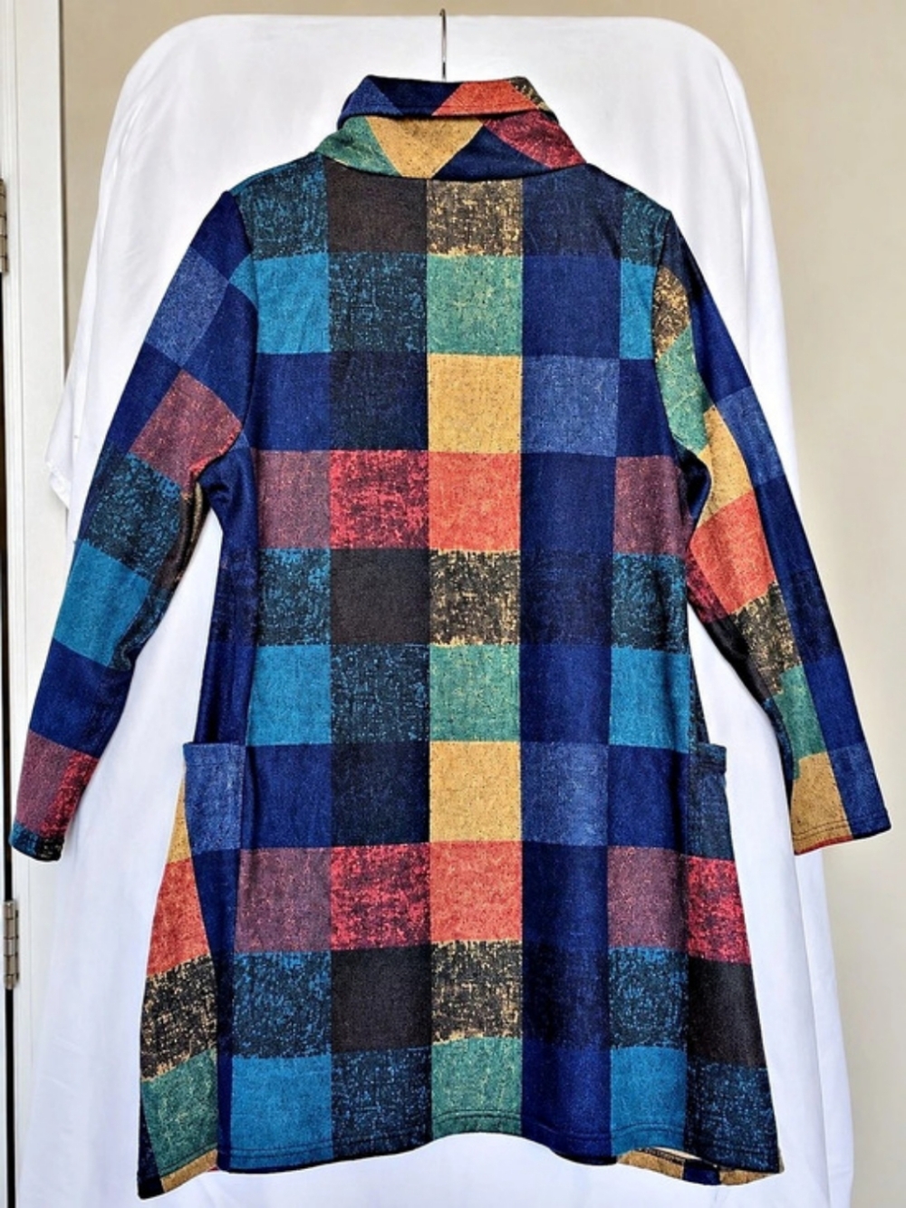 Renee C. Taylor Patchwork Geometric Long Coat Size XL